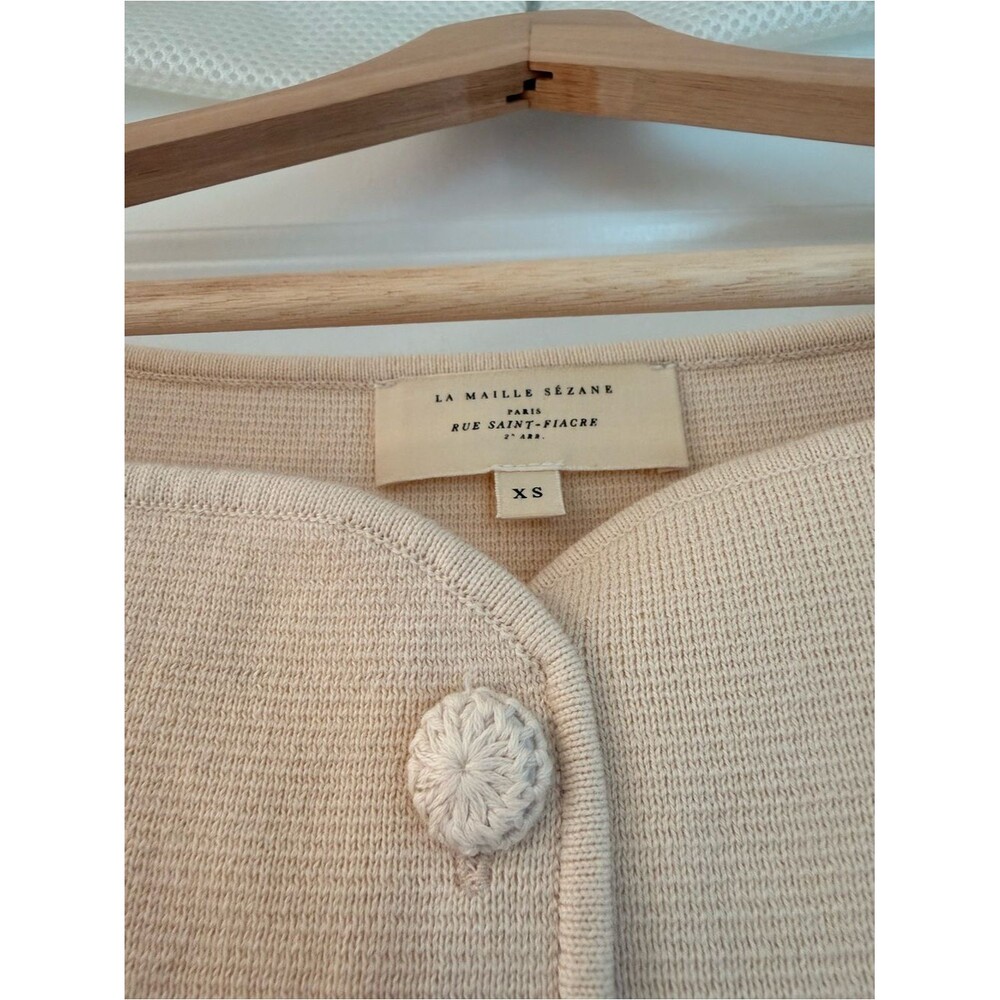 NWOT Sezane Classic Cream Button-Front Sleeveless Knit Cotton CHARLIE Dress - Picture 6 of 11
